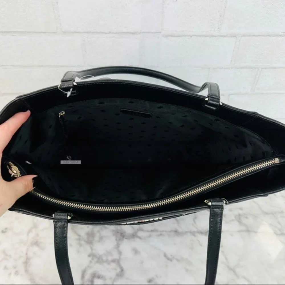 Kate Spade Black Large Laptop Tote Shoulder Bag & Large Continental Wallet Set_8
